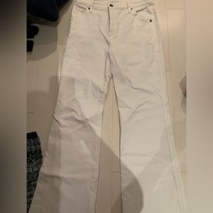White flare crop jeans